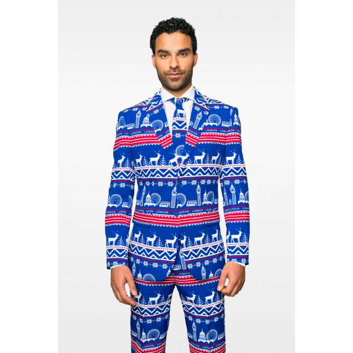 RRP £50 New 8Y Opposuits Lavish London Christmas Kids Suit & Tie Blue 